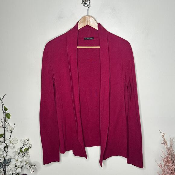 EILEEN FISHER Silk Cotton Open Front Cardigan Sweater Raspberry Pink Sz M {SS19} - Picture 2 of 5